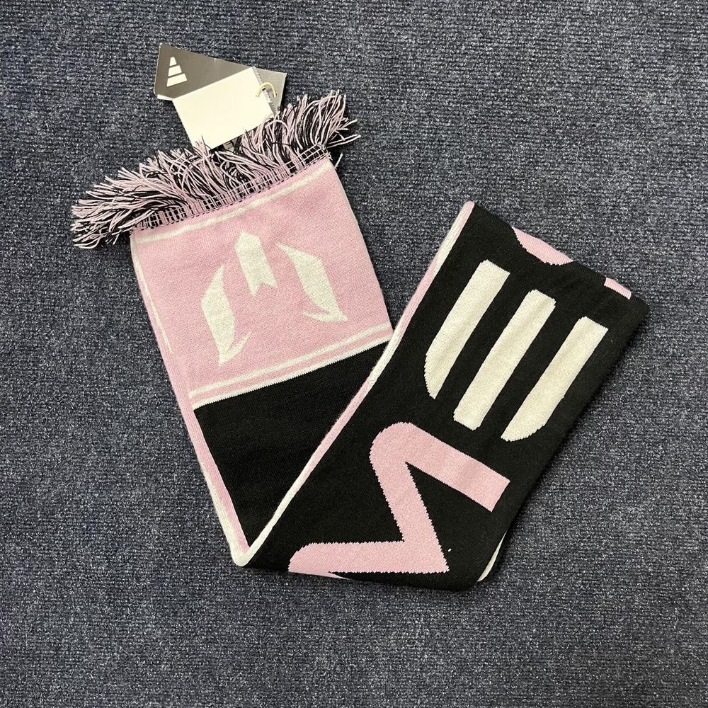Inter Miami CF Scarf Mens One Size Black Pink White MLS Soccer Messi Adidas
